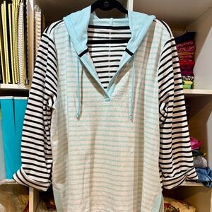 Talbots French Terry Stripe Hoodie sz 2X